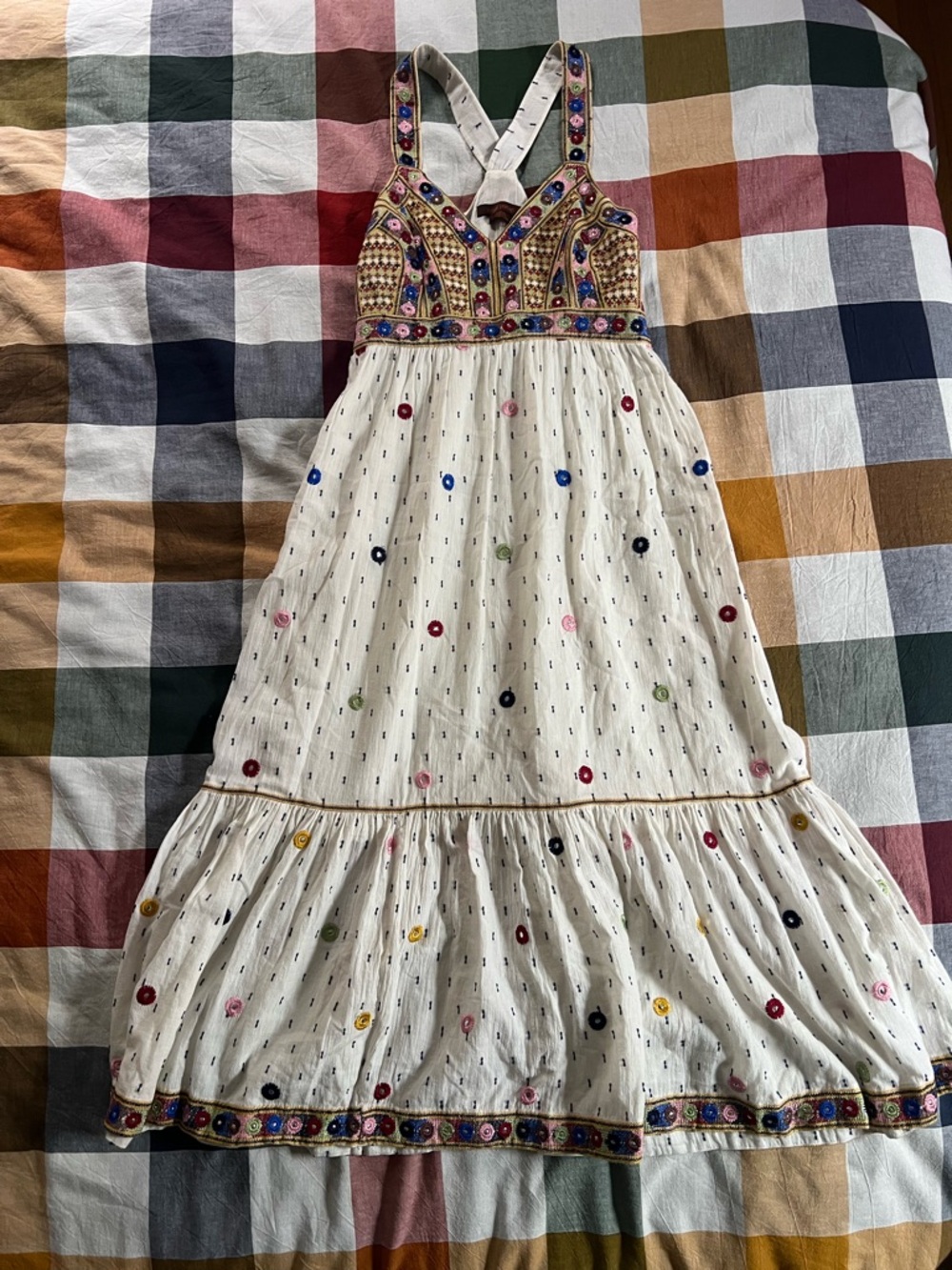 Anthropologie Payal Pratap Hand Embroidered Maxi Dress